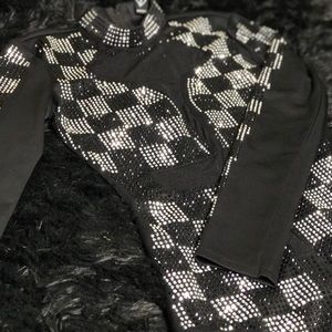 Checkered sparkly bodysuit